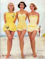 Stunning yellow swimsuits 1950's